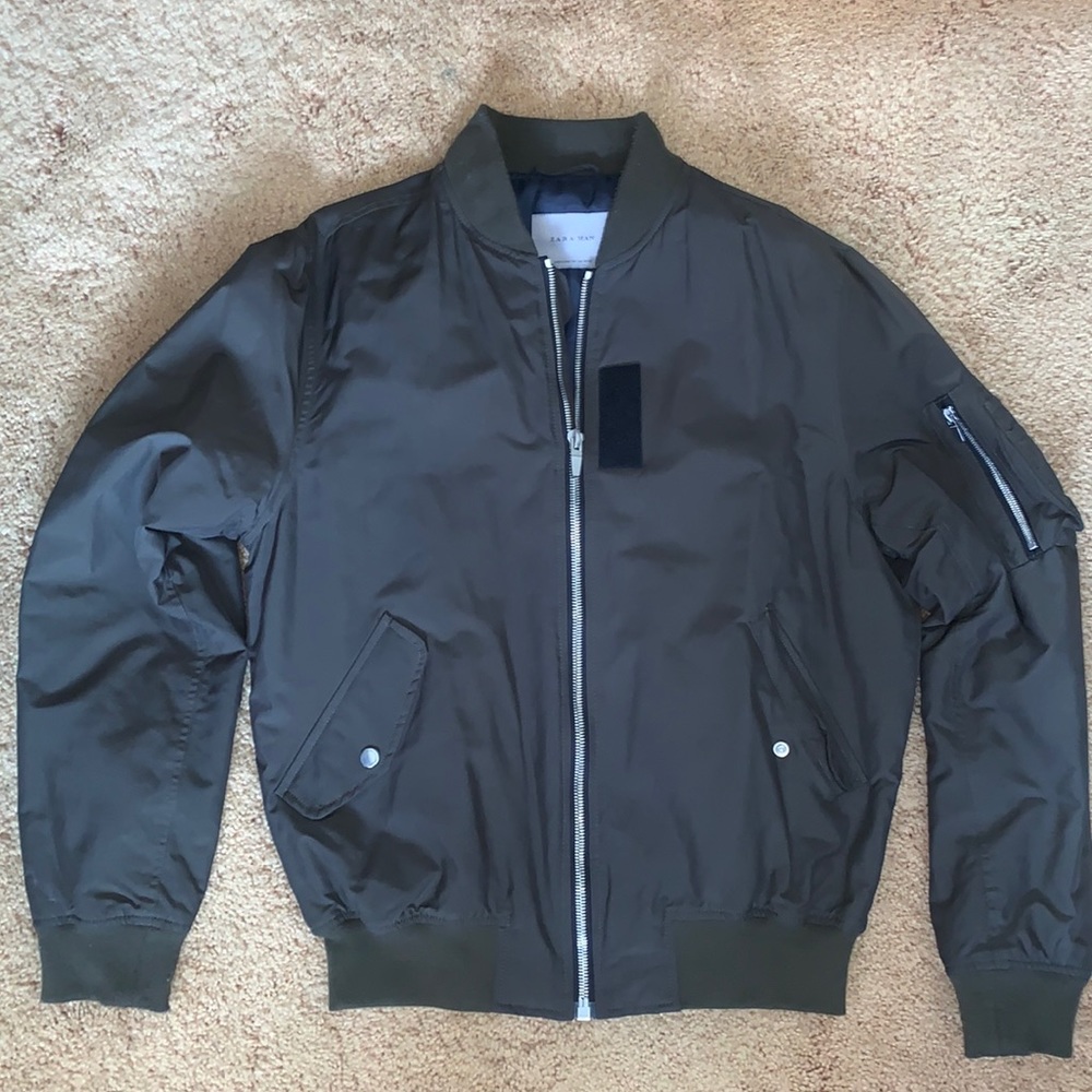 Zara olive green bomber jacket